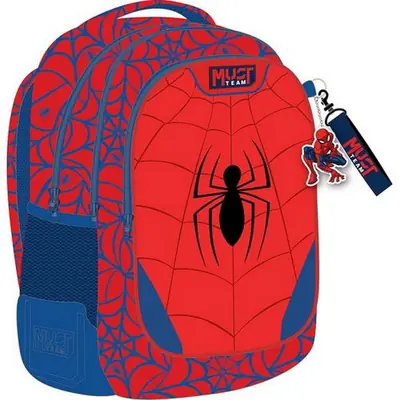 Ruksak školski Must team Spiderman crveni s 3 pretinca (i privjeskom za ključeve) 32x18x43cm 508747-0