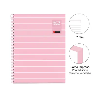 Kolegij blok Miquelrius A4 90g 80L spiralni crte Between the lines Pink MR4520-1