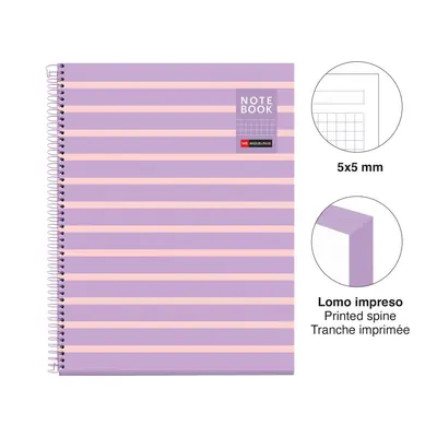 Kolegij blok Miquelrius A4 90g 80L spiralni kocke Between the lines Mauve MR4514-1