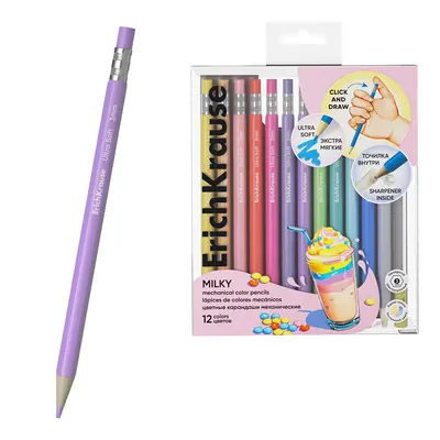 Drvene bojice ErichKrause na klik šesterokutne Pastel Milky 12/1