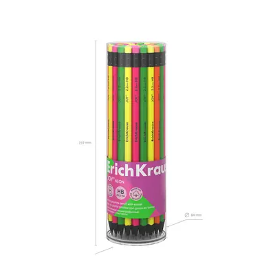 Olovka grafitna ErichKrause Joy HB sa gumicom neon okrugla sortirano 42/1-4