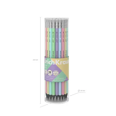 Olovka grafitna ErichKrause Pastel HB sa gumicom pastel okrugla sortirano 42/1-5