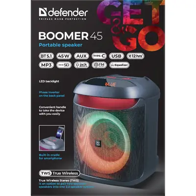 Prijenosni zvučnik Defender Boomer 45, BT/FM/USB/microSD, RMS 45W-1