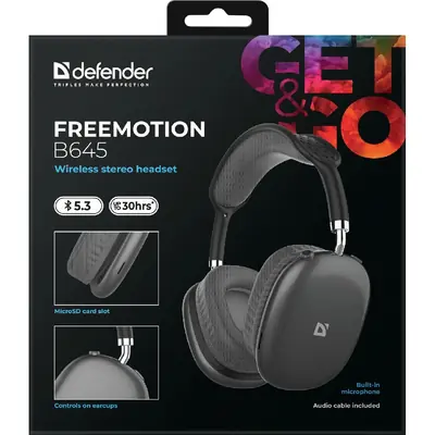 Slušalice Defender FreeMotion B645, bežične s mikrofonom, crne-4